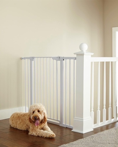 Cumbor 36" Extra Tall Baby Gate for Dogs and Kids with Wide 2-Way Door, 29.7"- 46" Width, and Auto Close Personal Safety for Babies and Pets, Fits Doorways, Stairs, and Entryways, White - Lot 701