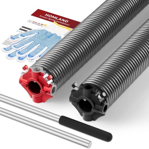 HOMLAND Garage Door Springs Replacement Kit 0.225x2x26 Inches with Non-Slip Winding Bars, 2" (Pair) Torsion Springs with Precision Electrophoresis Black Coated, MIN 18,000 Cycles - Lot 725