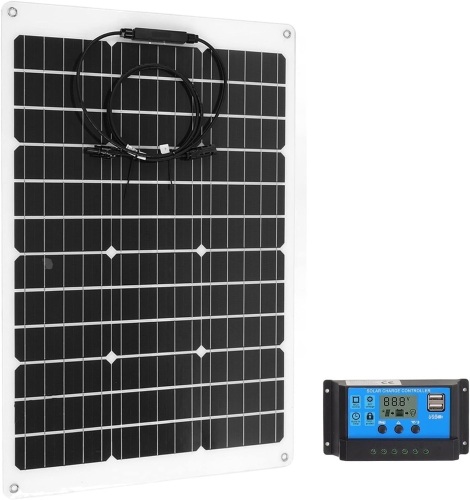 FOLOSAFENAR Flexible Solar Panel Kit, 70W 1000V System Voltage Controller Solar Panel Set 30° Bendable for Camping for Travel - Lot 733
