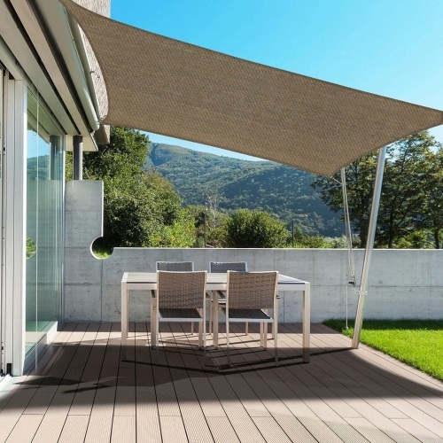 PureFit Rectangle Sun Shade Sails Outdoor 16 x 20 ft - Sun Protection Sunshades UV Block Shade Canopy, Patio Shades for Backyard, Deck and Lawn, Brown - Lot 157