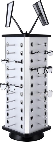 BEAMNOVA Rotating Sunglasses Holder Organizer Rack Glasses Display Stand for 44 Pairs Eyeglasses Turning Stand for Multiple Glasses, Reading Glasses, Jewelry, with Mirrors Heavy Duty for Glass Store  - Lot 163
