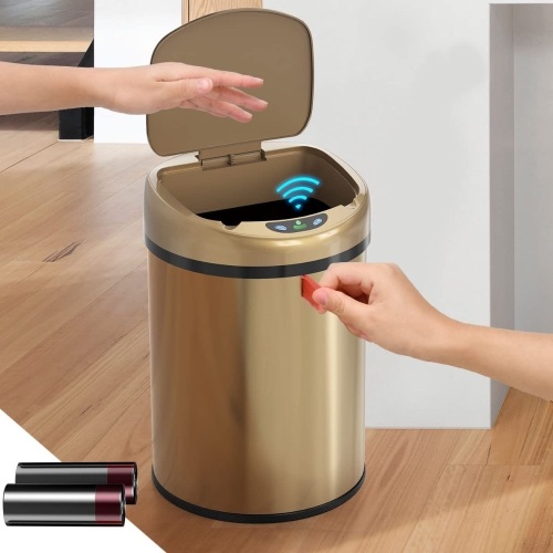 Smart Trash Can 3.5 Gallon Stainless Steel Garbage Can with Automatic Packaging Function, Touchless Trash CanGrey not gold  - Lot 438A