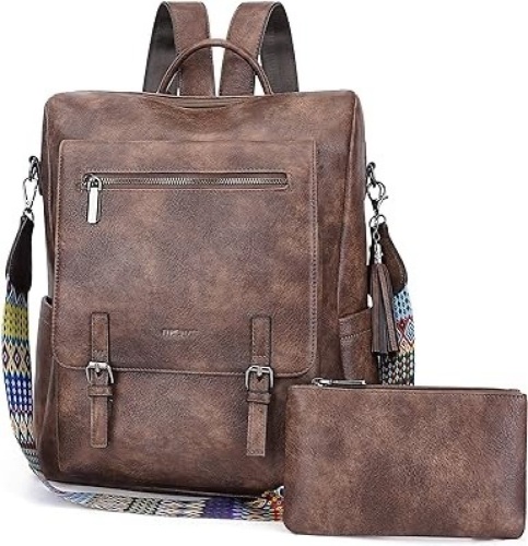 HKCLUF Backpack Purse for Women Multipurpose Leather Backpack Purse Travel Backpack just the backpack - Lot 446A