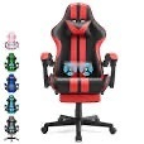 Ferghana Gaming Chair with Footrest, Leather Ergonomic Gaming Chairs for Adults Height Adjustable Gamer Chair, Comfortable Computer Chair - Lot 245