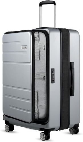 LUGGEX 26 Inch Luggage with Spinner Wheels, Expandable PC Hard Shell Checked Suitcase with Front Opening, Lightweight (Silver, 26 Inch) - Lot 246