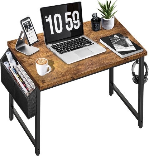 DLisiting Small Desk for Small Spaces - Student Kids Study Writing Computer Table for Bedroom School Work PC Workstation,Rustic 30 31 Inch - Lot 254