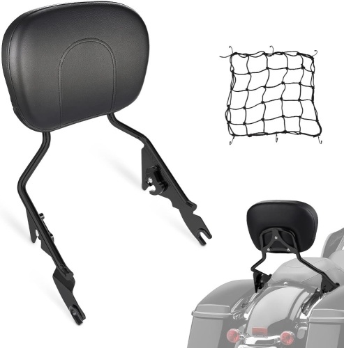 SKYJDM Detachable Sissy Bar Backrest Compatible with Harley Touring Road King Street Glide Electra Glide Road Glide CVO 2009-2022 (Passenger Backrest Pad, Black) - Lot 749