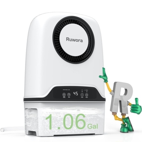Dehumidifier for Home, RUWORA Dehumidifiers for Bedroom, 30 Pint 2500 Sq.Ft , Water Tank 1.06 Gallon, Dehumidifiers for Basement Bathroom Closet, Overflow Protection, 24H Timer - Lot 188