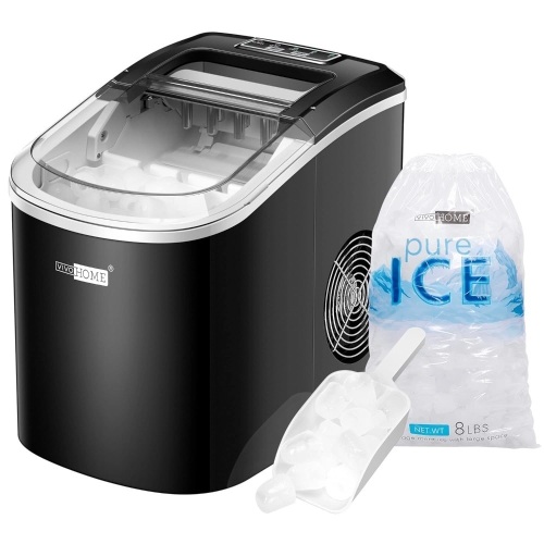 VIVOHOME Electric Portable Compact Countertop Automatic Ice Cube Maker Machine with Hand Scoop and Self Cleaning Function 26lbs/Day Black 11"D x 14.7"W x 14.8"H - Lot 290