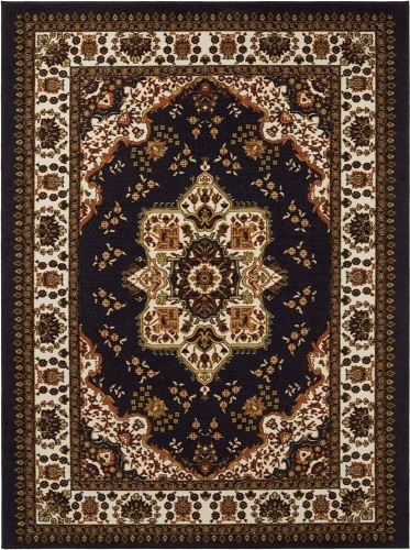 Antep Rugs Alfombras Oriental Traditional 2x4 Non-Skid (Non-Slip) Low Profile Pile Rubber Backing Kitchen Area Rugs (Black, 2'3" x 4') - Lot 322