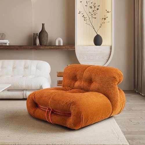 Rimdoc Bean Bag Chair Soriana Sofa, Metal Brace Design Sofa, Mid Century Modern Lounge Chair with Generous Upholstery and Quilted Effect Armless Floor Lazy Sofa for Living Room and Indoor Spaces  - Lot 121