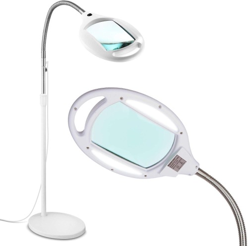 Brightech LightView Pro Magnifying Floor Lamp - Hands Free Magnifier with Bright LED Light for Reading - Work Light with Flexible Gooseneck - Standing Mag Lamp  - Lot 148