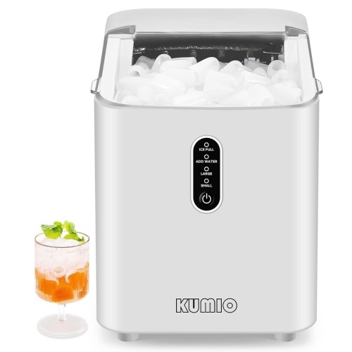 KUMIO Ice Makers Countertop, Portable Ice Maker with Self-Cleaning, 8 Cubes/9 Mins, 26.5Lbs/24Hrs, Ice Machine with Scoop and Basket, 2 Sizes of Bullet Ice for Home Office Bar Party  - Lot 171