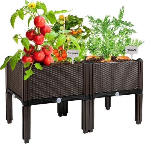 NACREEN Raised Garden Bed with Legs Planters for Large planters Outdoor Plants Elevated Plastic Garden Planter Boxes Plant pots for Patio Backyard Porch Deck to Planting Flowers Vegetables and Herbs  - Lot 175