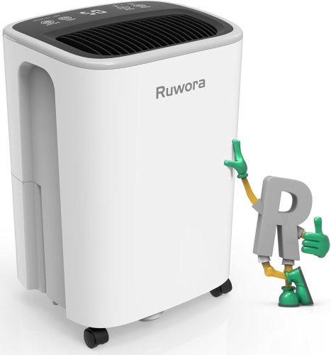 Dehumidifier 2500 Sq.Ft 30 Pint, Dehumidifiers with Drain Hose, 0.66 Gallon Water Tank, RUWORA Dehumidifiers for Home Basement, Overflow Protection, 24H Timer (Energy-Saving)  - Lot 176