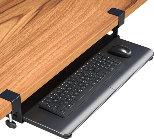 BONTEC Keyboard Tray Under Desk, Pull Out Keyboard & Mouse Tray with C Clamp, 25.6“(30” Including Clamps) x 11.8“ Steady Slide-Out Computer Drawer for Typing, Perfect for Home or Office  - Lot 178