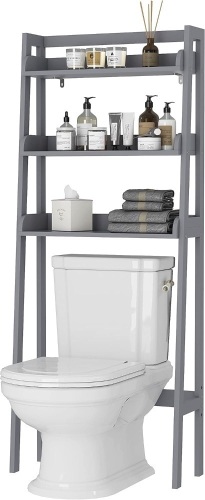 UTEX 3-Shelf Bathroom Organizer Over The Toilet, Bathroom Spacesaver (Gray) - Lot 180