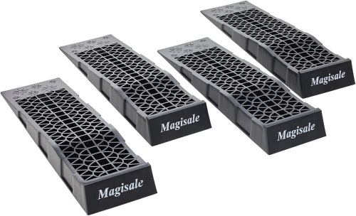 Magisale Low Profile Plastic Car Service Ramps 6 Ton Heavy Duty Truck Vehicle Ramps for Oil Changes& Maintenance- 4 Pack  - Lot 427A