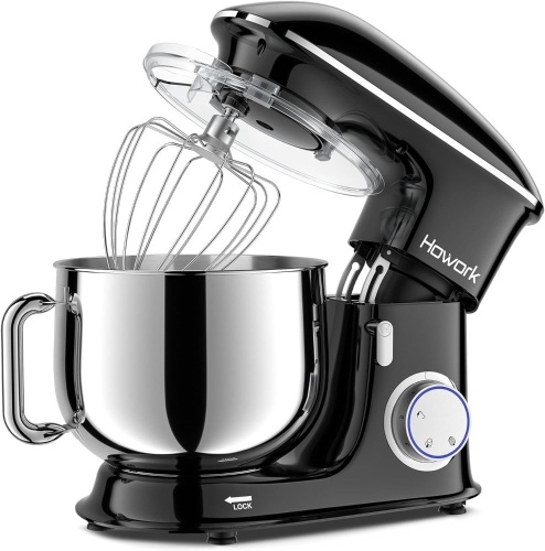 HOWORK 8.5QT Stand Mixer, 660W 6+P Speed Tilt-Head, Electric Kitchen Mixer With Dishwasher-Safe Dough Hook, Beater, Wire Whip & Pouring Shield (8.5 QT, Black)  - Lot 311