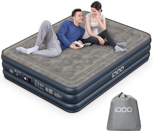 iDOO Queen Air Mattress with Built in Pump, Inflatable Mattress for Camping & Guest, Fast-Inflating Blow-up Bed, Colchon Inflable, Airbed - Portable, Comfotable & Durable, 18" Raised (650lbs)  - Lot 312