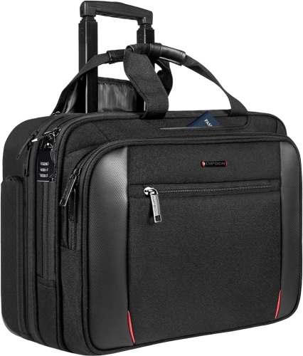 EMPSIGN Rolling Briefcase Laptop Bag,17.3" Computer bag with wheels, Water Repellent Travel Roller Underseat Bag with RFID Blocking Pocket,Rolling Work Bags for women/men -Black  - Lot 317
