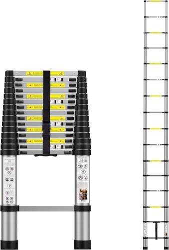 Telescoping Extension Ladder 15.5FT, Aluminum Telescopic Ladders with Carry Bag for Outdoor Indoor Use - Lot 106