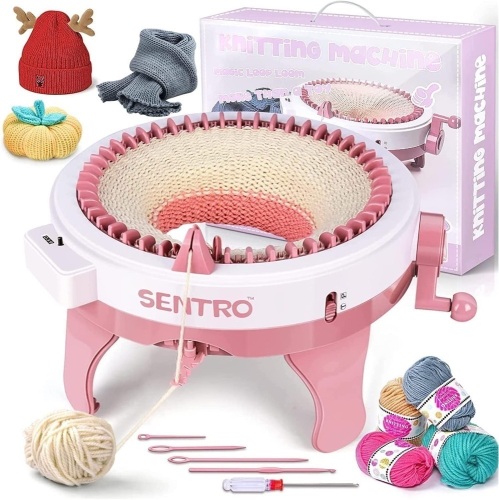 Brimoon SENTRO 48 Needles Knitting Machine, Smart Weaving Loom Round Knitting Machines with Row Counter for Adults or Kids，DIY Knit Loom Machine Kit for Hat, Scarves, Gloves, Socks  - Lot 117