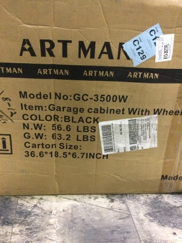 gc-3500w artman garage cabinet with wheels black - Lot 210