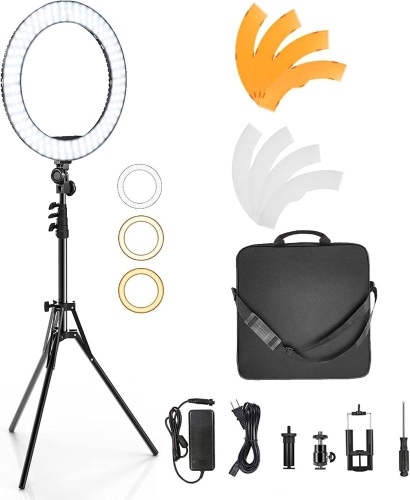 Ring Light with Stand and Phone Holder, IVISII 18 inch Ring light，55W 5500K LED Ring Light for Live Stream/Makeup/YouTube Video, Dimmable LED Beauty Selfie Ring light for TikTok Photography  - Lot 216