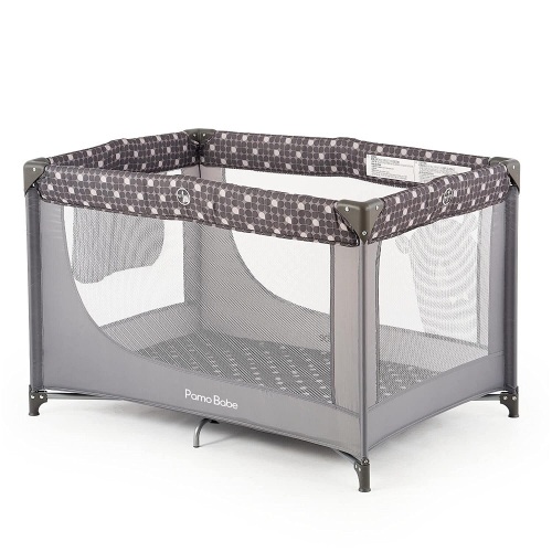 Pamo Babe Portable Enclosed Baby Playpen with Mattress and Carry Bag, Gray - Lot 219