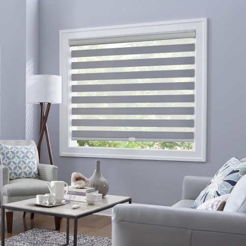 Tonature Zebra Blinds for Windows Cordless (72" W x 72" H, Grey) Light Filtering Free-Stop Window Shades, Roll Up Blinds for Door Light Control for Day and Night Easy to Install Home Office  - Lot 266