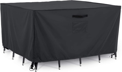 Tempera Outdoor Dining Set Cover for Outside Table and Chairs, Square Patio Table Covers for Outdoor Furniture, Anti-Fading, Windproof, 76''L x 76''W x 27.8''H, Grey  - Lot 304