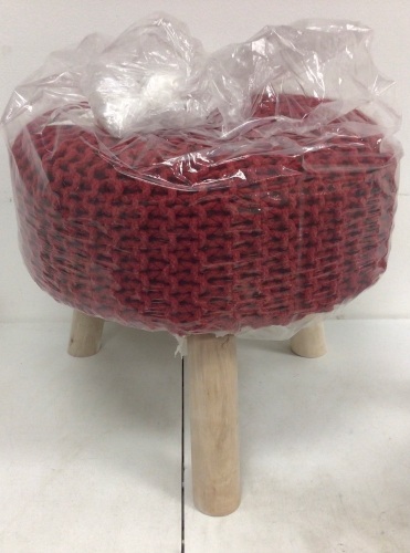 Tanish Hand Knitted Pouffe Wooden Stool, Appears New, Sold As-is - Lot 72