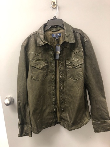 Polo Ralph Lauren Mens Washed Leather Shirt Jacket M, Appears New, Sold as is - Lot 726