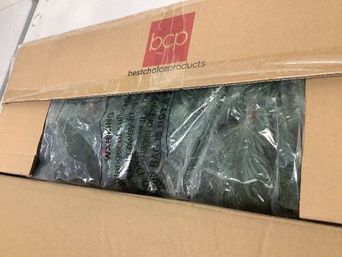Pre-Lit Pre-Decorated Garland w/ PVC Branch Tips, 50 Lights - 9ft - Lot 6489