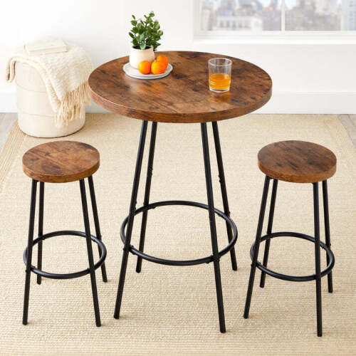3-Piece Bistro Set Modern Round Counter Height Dining Set w/ 2 Stools - Lot 7288