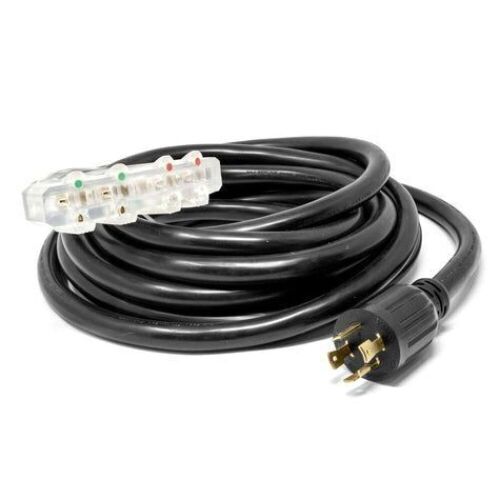 WEN PC2514 25 ft. 30-Amp 10-Gauge STW Fan-Style 10/4 Generator Extension Cord (converts L14-30R to four 5-20R outlets) - Lot 620