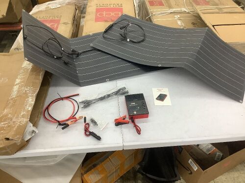 500W Flexible Solar Pane, 2 pc, with 40A Controller and Inverter - Panels Bent  - Lot 660