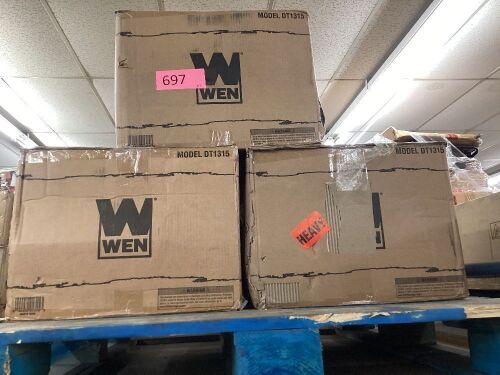 Lot of (3) WEN DT1315 15-Inch 13-Amp 2-in-1 Electric Dethatcher and Scarifier with Collection Bag - Lot 697