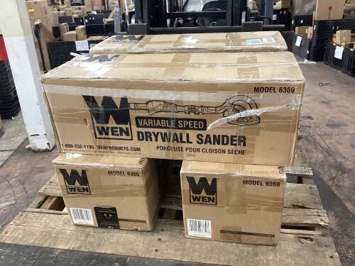 Lot of (4) WEN 6369 Variable Speed 5-Amp Drywall Sander with 15-Foot Hose - Lot 709