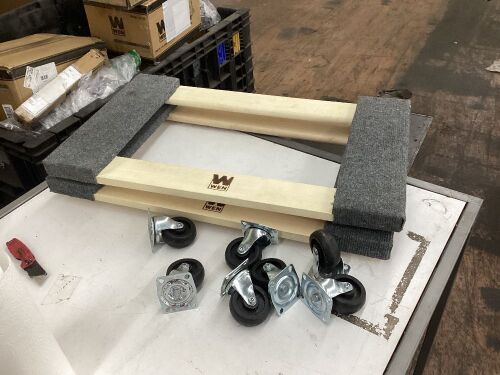 WEN 721830 1320-Pound Capacity 18-by-30-Inch Hardwood Mover’s Dolly, 2-Pack - Missing Hardware & 1 Caster - Lot 719