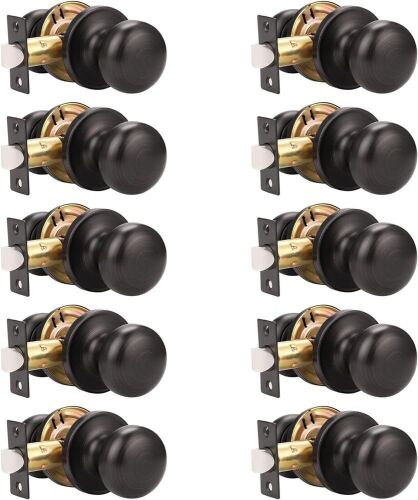 GOBEKOR 10 Pack Keyless Interior Door Knobs, Oil Rubbed Bronze  - Lot 669