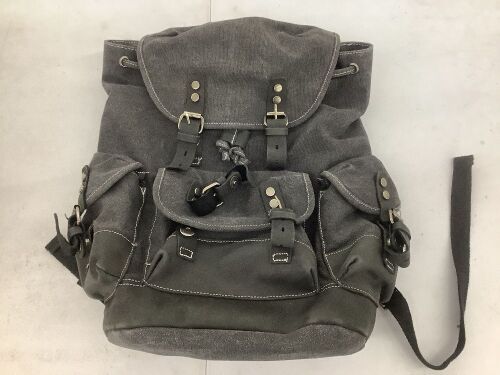 HuaChen Vintage Canvas & Leather Backpack - Lot 274