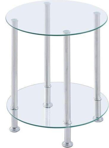 2 Tier End Table Chrome Finish Glass Top  - Lot 460