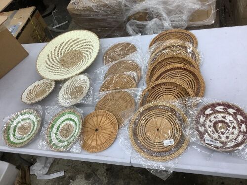 Lot of (17) Hanging Woven Wall Basket Decor - Lot 467