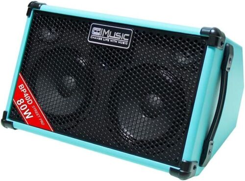 Coolmusic BP40D Powered Acoustic Guitar Amplifier, Portable Bluetooth Speaker 80W w/Battery with Reverb Chorus Delay Effect, 6 Inputs, 3 Band EQ, Blue  - Lot 89