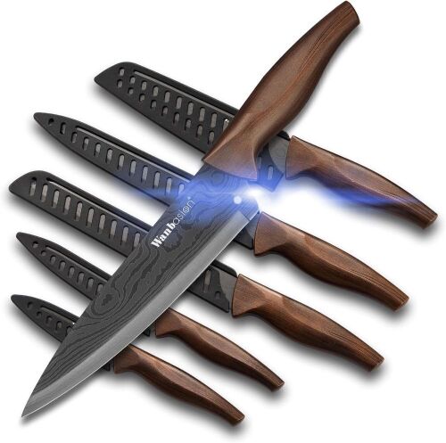 Wanbasion Matte Black Titanium Plated Stainless Steel Kitchen Knife Set - Lot 495