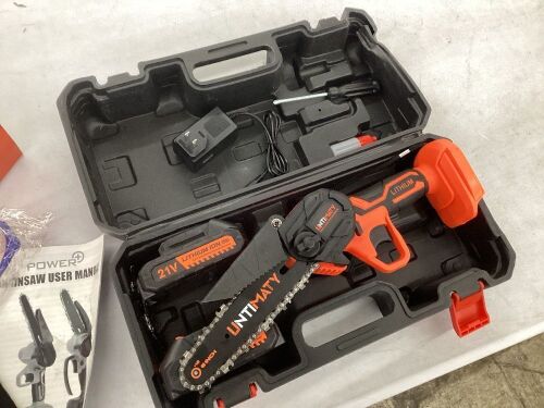 UNTIMATY Cordless Mini Chainsaw, 6" - Lot 382
