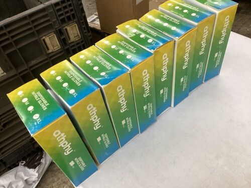 Lot of (8) Athphy Disposable Nitrile Gloves, XL, 100ct  - Lot 399