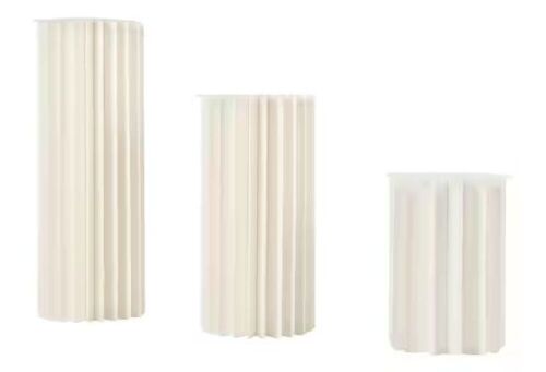 Indoor/Outdoor White Foldable Cardboard PVC Plastic Cylinder Flower Stand, 3pc - Lot 337